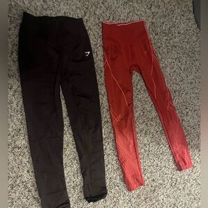 Gymshark Black and Red Leggings Duo